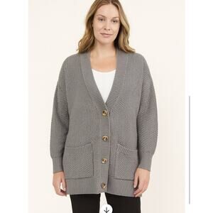 Workshop Republic Small Grey Oversized Knit Grandpa Cardigan NWT work wear